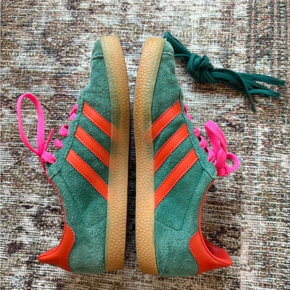 Adidas Gazelle Green and Orange Sneakers